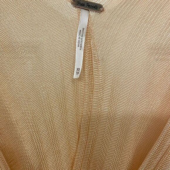 Free People Peach Pluto Sheer Wrap Sweater Rose Wine Combo Size Extra Small - Picture 4 of 7